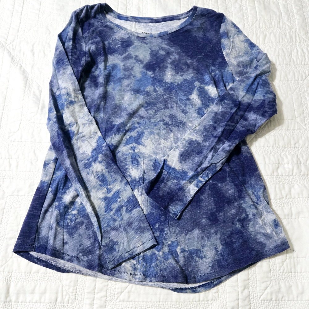 Sonoma Women's Blue Tie-Dye Top